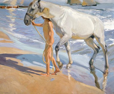 Vasking av hesten, 1909 av Joaquín Sorolla