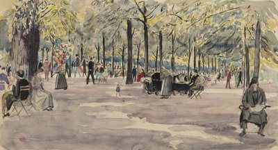 The Tuileries Gardens, Paris, ca. 1925 (blekk og wc på papir) av Job Nixon