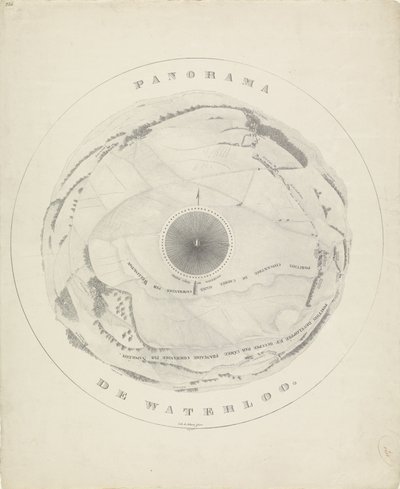Panorama over slagmarken i Waterloo, 1815 Panorama de Waterloo (tittel på objekt) av Jobard frères