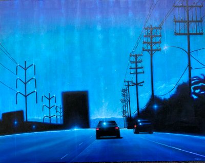 Ventura Highway ca. 2020 (akryl på panel) av Joby Hickey