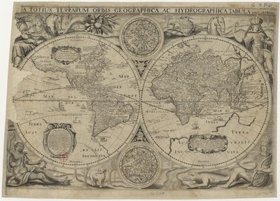Kart over verden, 1631 av Jodocus Hondius