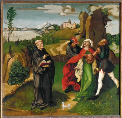 Sankt Bernhard driver ut en ond ånd (tempera på tre) av Joerg the Elder Breu