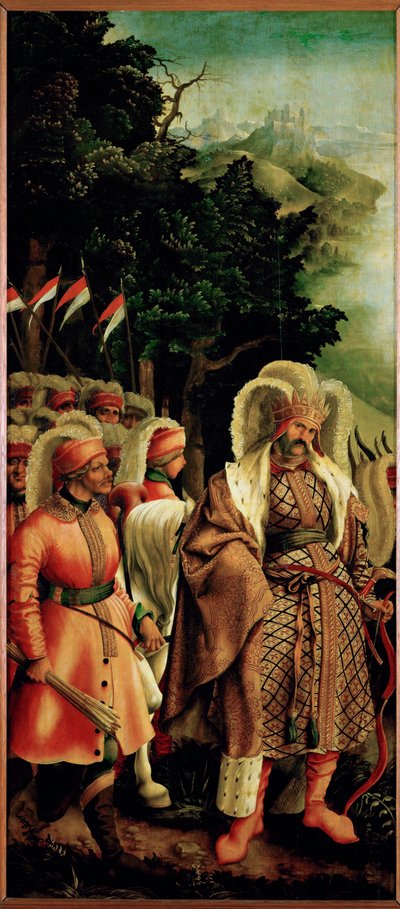 Martyrdøden til den hellige Ursula, venstre lukker av Ursula-alteret av Joerg the Elder Breu