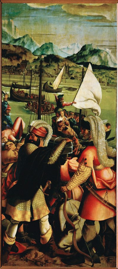 Martyrdøden til den hellige Ursula, høyre lukker av Joerg the Elder Breu