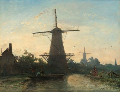 Vindmøller i nærheten av Rotterdam av Johan-Barthold Jongkind