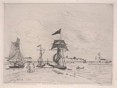 Trebrygge i havnen i Honfleur av Johan Barthold Jongkind
