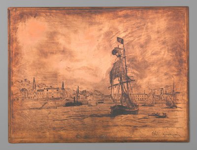 Havnen i Honfleur av Johan Barthold Jongkind (signed by artist)
