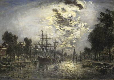 Rotterdam i måneskinn av Johan Barthold Jongkind (signed by artist)