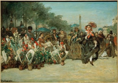 Blomstermarked på Richard-Lenoir Boulevard av Johan Barthold Jongkind