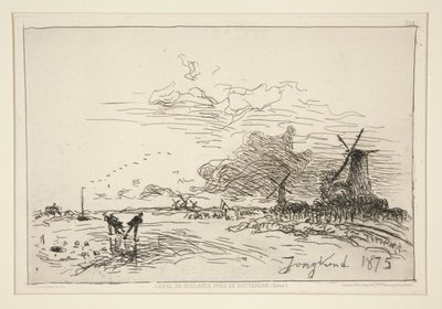 Canal de Hollande, pr?s de Rotterdam (Hiver) [Holland Canal, nær Rotterdam (vinter)] av Johan Barthold Jongkind
