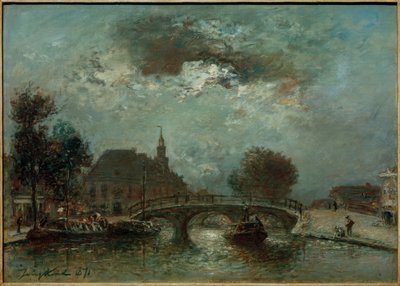 De gamle kvinnene og barna huser på Spui i Haag av Johan Barthold Jongkind