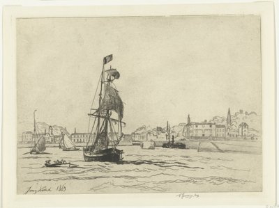 De haven van Honfleur av Johan Barthold Jongkind