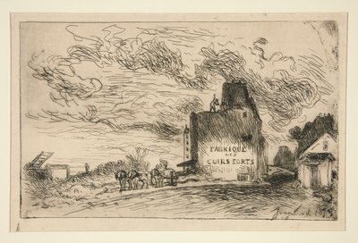 Riving av Rue des Francs-Bourgeois Saint-Marcel (Rivning ved Rue des Francs-Bourgeois Saint-Marcel) av Johan Barthold Jongkind