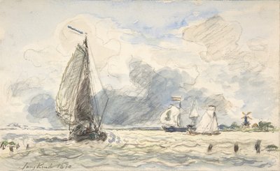 Dutch Fishing Boats, Verso: Sketches of Boats, 1870. av Johan Barthold Jongkind