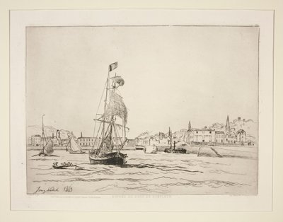 Inngang til havnen i Honfleur av Johan Barthold Jongkind