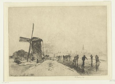 Utsikt over Maassluis Vue de la ville de Maaslins (Hollande) (tittel på objekt) av Johan Barthold Jongkind