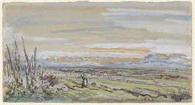 Utsikt over et flatt landskap av Johan Barthold Jongkind
