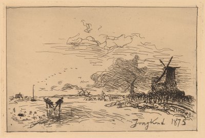 Holland Canal, nær Rotterdam (Canal de Hollande, pres de Rotterdam (Hiver)) av Johan Barthold Jongkind