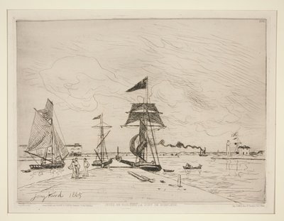 Trebrygge i havnen i Honfleur av Johan Barthold Jongkind