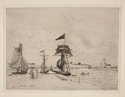 Trebrygge i havnen i Honfleur av Johan Barthold Jongkind