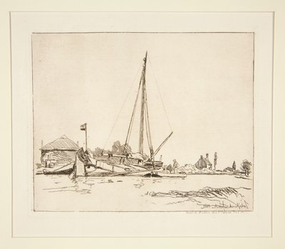 La Barque amar?e (Den fortøyde båten) av Johan Barthold Jongkind