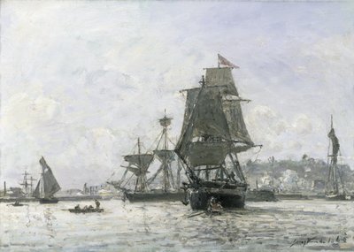 Store seilbåter på Honfleur av Johan Barthold Jongkind