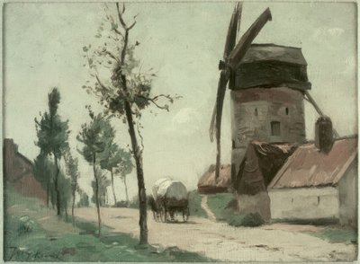 Gate med vindmølle av Johan Barthold Jongkind