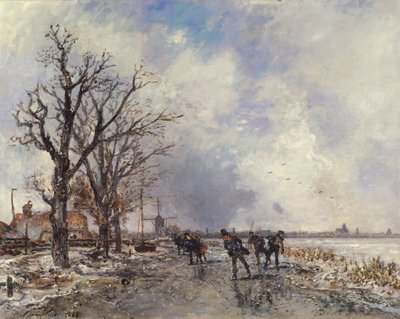 Skatere på elven Schie, nær Rotterdam, 1866 av Johan Barthold Jongkind