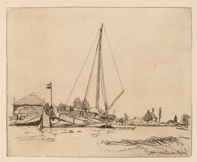Den fortøyde båten (La Barque amarree) av Johan Barthold Jongkind