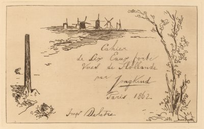 Tittelside (tittelen på notatboken med seks etsninger) av Johan Barthold Jongkind