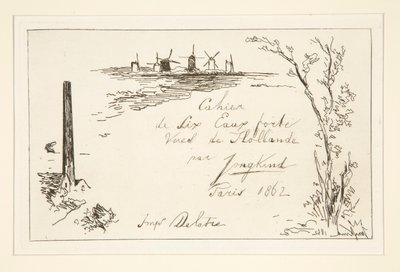 Tittel på notatboken med seks etsninger av Johan Barthold Jongkind