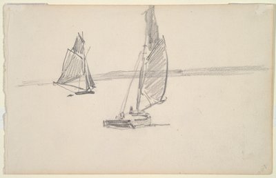 To fiskebåter på rolig vann (recto); To seilbåter på rolig vann (verso) av Johan Barthold Jongkind