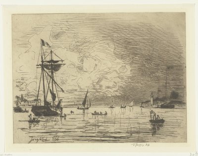 Honfleur havneavkjørsel Sortie du port de Honfleur (tittel på objekt) av Johan Barthold Jongkind