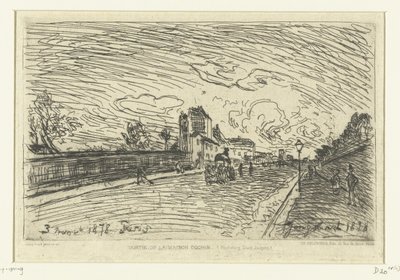 Utgang fra Cochin Hospital (Faubourg Saint-Jacques, Paris) Sortie de la Maison Cochin (Faubourg Saint-Jacques) (tittel på objekt) av Johan Barthold Jongkind