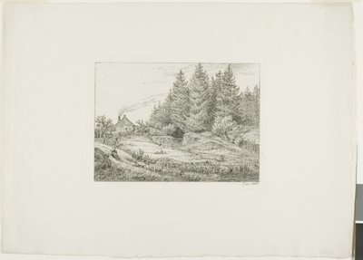 Våningshus i en eviggrønn skog av Johan Christian Dahl