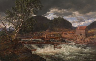 Hellefossen nær Hokksund av Johan Christian Dahl