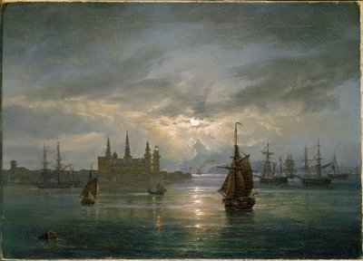 Kronborg slott i måneskinn av Johan Christian Dahl