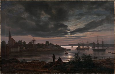 Larvik i måneskinn av Johan Christian Dahl