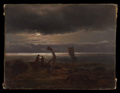 Mor og barn ved sjøen av Johan Christian Dahl