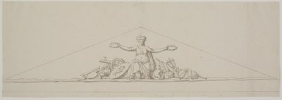 Utkast til et pediment som symboliserer velstand. av Johan Christoph Petzold