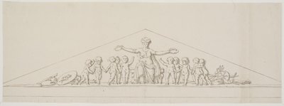 Utkast til et pediment, som symboliserer velstand, med putti av Johan Christoph Petzold
