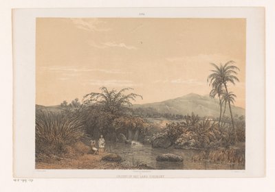 Utsikt over Tjileboet Utsikt over Tjiliboets land; Assistent Residence Buitenzorg Utsikt over landet Tjiliboet (tittel på objekt) Java etter malerier og tegninger av A. Salm (serietittel) av Johan Conrad Greive