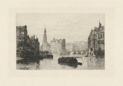 Utsikt over Munttoren i Amsterdam av Johan Conrad Greive