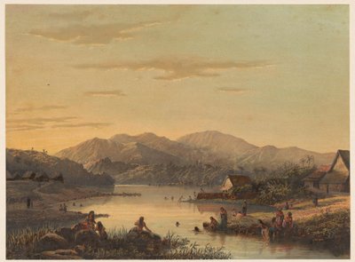 Utsikt over badebyen Wenditt på Java Kystbyen Wenditt Af. malang. (Residens Passarouang.) (tittel på objekt) av Johan Conrad Greive