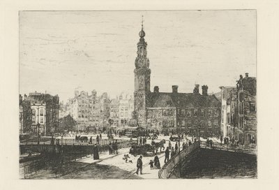 Utsikt over Muntplein i Amsterdam av Johan Conrad Greive