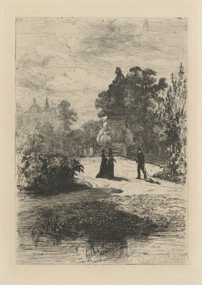 Utsikt over statuen av Vondel i Vondelpark av Johan Conrad Greive