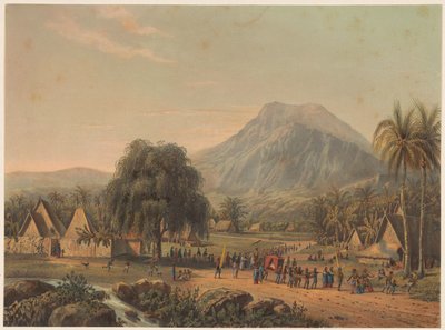 Bryllupsprosesjon ved foten av Mount Salak på Java Bryllupsprosesjon i Salak-dalen (tittel på objekt) av Johan Conrad Greive