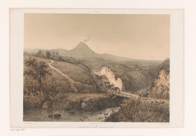 Landskap nær Malang Landskap i Malangsche; Residence Pasoeroean Landscape in Malangsche (tittel på objekt) Java etter malerier og tegninger av A. Salm (serietittel) av Johan Conrad Greive