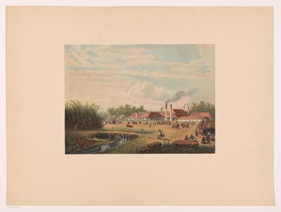 Pangka-fabrikken nær Tegal i Central Java Sukkerfabrikk Pangka; Residence Tagal Java etter malerier og tegninger av A. Salm (serietittel) av Johan Conrad Greive