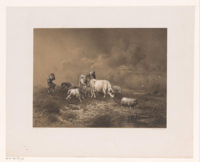 Hyrde med flokk i en storm av Johan Daniël Koelman